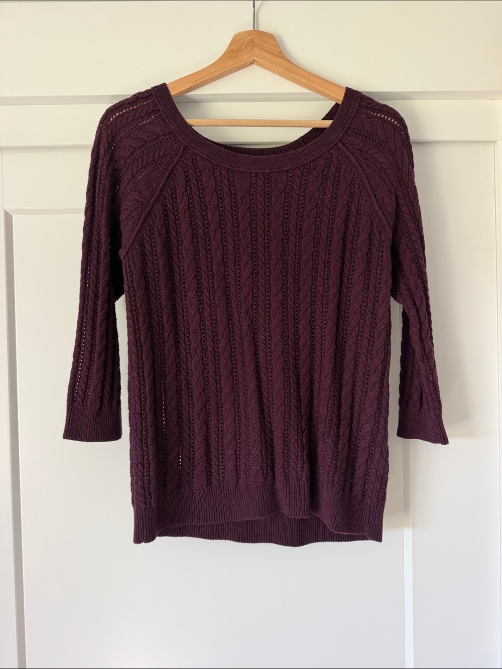 American Eagle Outfitters Cable Knit Scoop Neck Sweater - Plum